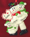 Single Dad Christmas Ornament Let It Snow 2 Kids Personalized FREE at PersonalizedOrnamentsMarket.com by Russell Rhodes