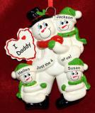 Single Dad Christmas Ornament Let It Snow 3 Kids Personalized FREE at PersonalizedOrnamentsMarket.com by Russell Rhodes