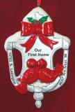 Our First Home Christmas Ornament Knocker Style Personalized FREE at PersonalizedOrnamentsMarket.com by Russell Rhodes