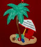 Beach Christmas Ornament Palm Oasis Personalized FREE at PersonalizedOrnamentsMarket.com by Russell Rhodes