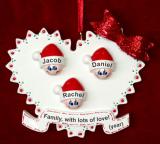 Family Christmas Ornament Loving Heart for 3 Personalized FREE at PersonalizedOrnamentsMarket.com by Russell Rhodes