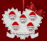 Grandparents Christmas Ornament Loving Heart 5 Grandkids Personalized FREE at PersonalizedOrnamentsMarket.com by Russell Rhodes