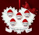 Family Christmas Ornament Loving Heart for 5 Personalized FREE at PersonalizedOrnamentsMarket.com by Russell Rhodes