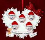 Grandparents Christmas Ornament Loving Heart 5 Grandkids with Dogs, Cats, Pets Custom Added Personalized FREE at PersonalizedOrnamentsMarket.com by Russell Rhodes