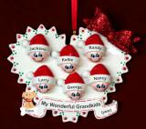 Grandparents Christmas Ornament Loving Heart 6 Grandkids with Dogs, Cats, Pets Custom Added Personalized FREE at PersonalizedOrnamentsMarket.com by Russell Rhodes