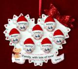 Family Christmas Ornament Loving Heart for 7 with Dogs, Cats, Pets Custom Added Personalized FREE at PersonalizedOrnamentsMarket.com by Russell Rhodes