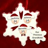 Grandparents Christmas Ornament Snowflakes 3 Grandkids Personalized FREE at PersonalizedOrnamentsMarket.com by Russell Rhodes