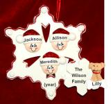 Family Christmas Ornament Snowflakes for 3 with Dogs, Cats, Pets Custom Added Personalized FREE at PersonalizedOrnamentsMarket.com by Russell Rhodes