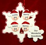 Grandparents Christmas Ornament Snowflakes 4 Grandkids Personalized FREE at PersonalizedOrnamentsMarket.com by Russell Rhodes