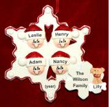 Family Christmas Ornament Snowflakes for 4 with Dogs, Cats, Pets Custom Added Personalized FREE at PersonalizedOrnamentsMarket.com by Russell Rhodes