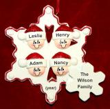 Family Christmas Ornament Snowflakes for 4 Personalized FREE at PersonalizedOrnamentsMarket.com by Russell Rhodes