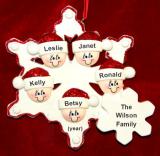 Family Christmas Ornament Snowflakes for 5 Personalized FREE at PersonalizedOrnamentsMarket.com by Russell Rhodes