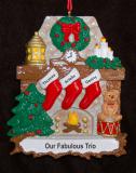 Family Christmas Ornament Stone Fireplace 3 Kids Personalized FREE at PersonalizedOrnamentsMarket.com by Russell Rhodes