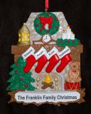 Family Christmas Ornament Stone Fireplace 4 Personalized FREE at PersonalizedOrnamentsMarket.com by Russell Rhodes