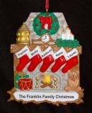 Family Christmas Ornament Stone Fireplace 5 Personalized FREE at PersonalizedOrnamentsMarket.com by Russell Rhodes