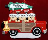 Family Christmas Ornament Woody for 3 with Dogs, Cats, Pets Custom Added Personalized FREE at PersonalizedOrnamentsMarket.com by Russell Rhodes