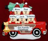 Family Christmas Ornament Woody for 5 with Dogs, Cats, Pets Custom Added Personalized FREE at PersonalizedOrnamentsMarket.com by Russell Rhodes