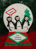 Tabletop Christmas Decoration Penguins Grandkids 3 Personalized FREE at PersonalizedOrnamentsMarket.com by Russell Rhodes