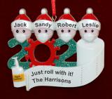 Pandemic Christmas Ornament Rolling with it for 4 Personalized FREE at PersonalizedOrnamentsMarket.com by Russell Rhodes