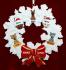 Mixed Race Couple Christmas Ornament Celebration Wreath Red Bow 3 Dogs, Cats, Pets Custom Add-ons Personalized FREE at PersonalizedOrnamentsMarket.com by Russell Rhodes
