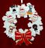 Family Christmas Ornament for 3 Celebration Wreath Red Bow 4 Dogs, Cats, Pets Custom Add-ons Personalized FREE at PersonalizedOrnamentsMarket.com by Russell Rhodes