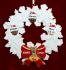 Mixed Race Family  Christmas Ornament for 3 Celebration Wreath Red Bow 1 Dog, Cat, or Other Pet Personalized FREE at PersonalizedOrnamentsMarket.com by Russell Rhodes