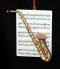 Saxophone Christmas Ornament with Sheet Music Personalized FREE at PersonalizedOrnamentsMarket.com by Russell Rhodes