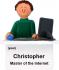 Computer Christmas Ornament Brunette Male Personalized FREE at PersonalizedOrnamentsMarket.com by Russell Rhodes