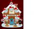 Family of 5 Gingerbread House Christmas Ornament with 3 Dogs, Cats, Pets Custom Add-ons Personalized FREE at PersonalizedOrnamentsMarket.com by Russell Rhodes